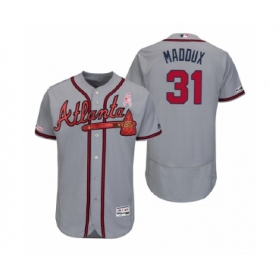 Men's Greg Maddux Atlanta Braves #31 Gray 2019 Mothers Day Flex Base Authentic Jersey Men's Greg Maddux Atlanta Braves #31 Gray 2019 Mothers Day Flex Base Authentic Jersey