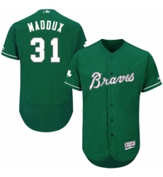 Men's Majestic Atlanta Braves #31 Greg Maddux Green Celtic Flexbase Authentic Collection MLB Jersey