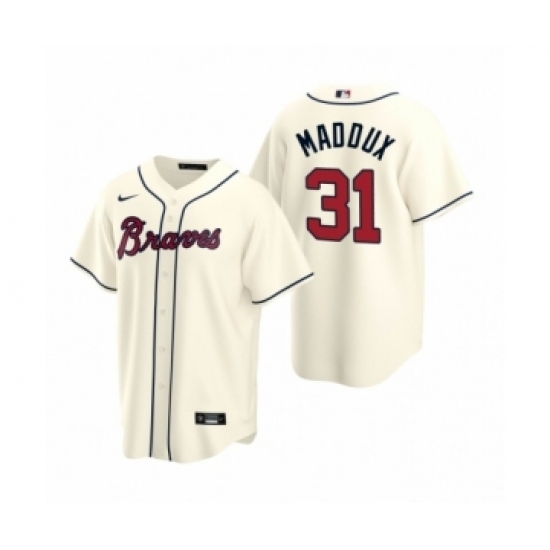 Women Atlanta Braves #31 Greg Maddux Nike Cream 2020 Replica Alternate Jersey Women Atlanta Braves #31 Greg Maddux Nike Cream 2020 Replica Alternate Jersey