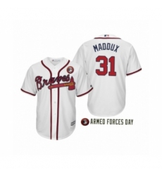 Youth 2019 Armed Forces Day Greg Maddux #31 Atlanta Braves White Jersey