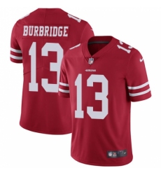 Men's Nike San Francisco 49ers #13 Aaron Burbridge Red Team Color Vapor Untouchable Limited Player NFL Jersey