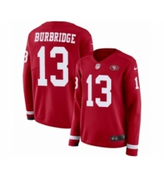 Women's Nike San Francisco 49ers #13 Aaron Burbridge Limited Red Therma Long Sleeve NFL Jersey