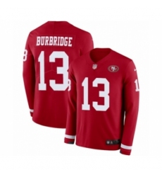 Youth Nike San Francisco 49ers #13 Aaron Burbridge Limited Red Therma Long Sleeve NFL Jersey