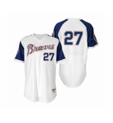 Men's Fred McGriff #27 Braves White 1974 Turn Back the Clock Authentic Jersey