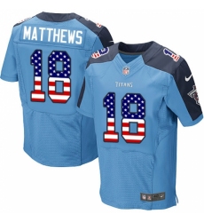 Men's Nike Tennessee Titans #18 Rishard Matthews Elite Light Blue Home USA Flag Fashion NFL Jersey