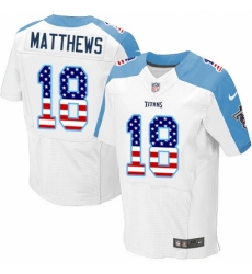 Men's Nike Tennessee Titans #18 Rishard Matthews Elite White Road USA Flag Fashion NFL Jersey