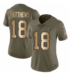 Women's Nike Tennessee Titans #18 Rishard Matthews Limited Olive/Gold 2017 Salute to Service NFL Jersey