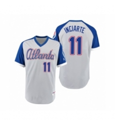 Women Braves #11 Ender Inciarte Gray Royal 1979 Turn Back the Clock Authentic Jersey