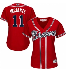 Women's Majestic Atlanta Braves #11 Ender Inciarte Replica Red Alternate Cool Base MLB Jersey