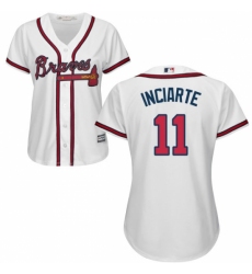 Women's Majestic Atlanta Braves #11 Ender Inciarte Replica White Home Cool Base MLB Jersey