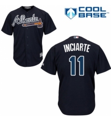 Youth Majestic Atlanta Braves #11 Ender Inciarte Replica Blue Alternate Road Cool Base MLB Jersey