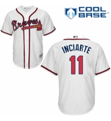 Youth Majestic Atlanta Braves #11 Ender Inciarte Replica White Home Cool Base MLB Jersey