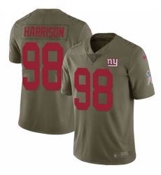 Men's Nike New York Giants #98 Damon Harrison Limited Olive 2017 Salute to Service NFL Jersey