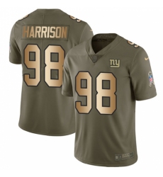 Men's Nike New York Giants #98 Damon Harrison Limited Olive/Gold 2017 Salute to Service NFL Jersey