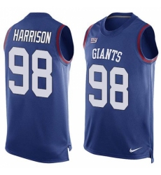 Men's Nike New York Giants #98 Damon Harrison Limited Royal Blue Player Name & Number Tank Top NFL Jersey
