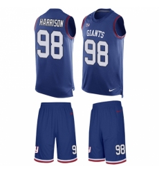Men's Nike New York Giants #98 Damon Harrison Limited Royal Blue Tank Top Suit NFL Jersey