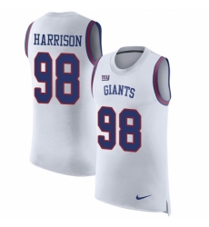 Men's Nike New York Giants #98 Damon Harrison Limited White Rush Player Name & Number Tank Top NFL Jersey