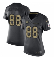 Women's Nike Green Bay Packers #88 Ty Montgomery Limited Black 2016 Salute to Service NFL Jersey