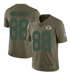 Youth Nike Green Bay Packers #88 Ty Montgomery Limited Olive 2017 Salute to Service NFL Jersey