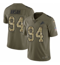 Men's Nike Detroit Lions #94 Ziggy Ansah Limited Olive/Camo Salute to Service NFL Jersey