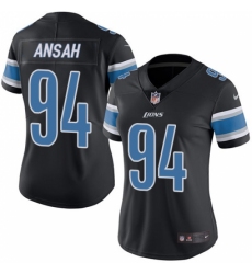 Women's Nike Detroit Lions #94 Ziggy Ansah Limited Black Rush Vapor Untouchable NFL Jersey