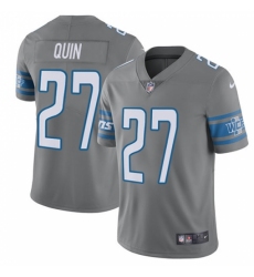 Men's Nike Detroit Lions #27 Glover Quin Elite Steel Rush Vapor Untouchable NFL Jersey