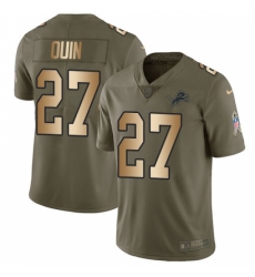 Men's Nike Detroit Lions #27 Glover Quin Limited Olive/Gold Salute to Service NFL Jersey
