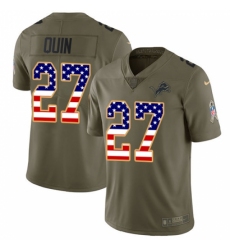 Men's Nike Detroit Lions #27 Glover Quin Limited Olive/USA Flag Salute to Service NFL Jersey