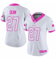 Women's Nike Detroit Lions #27 Glover Quin Limited White/Pink Rush Fashion NFL Jersey