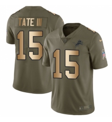 Men's Nike Detroit Lions #15 Golden Tate III Limited Olive/Gold Salute to Service NFL Jersey