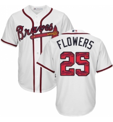 Men's Majestic Atlanta Braves #25 Tyler Flowers Authentic White Team Logo Fashion Cool Base MLB Jersey