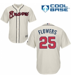 Men's Majestic Atlanta Braves #25 Tyler Flowers Replica Cream Alternate 2 Cool Base MLB Jersey