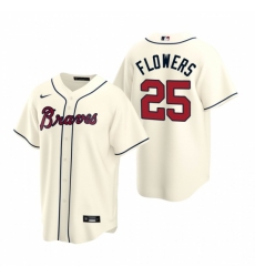 Men's Nike Atlanta Braves #25 Tyler Flowers Cream Alternate Stitched Baseball Jersey
