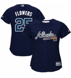 Women's Majestic Atlanta Braves #25 Tyler Flowers Replica Blue Alternate Road Cool Base MLB Jersey