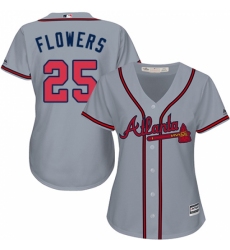 Women's Majestic Atlanta Braves #25 Tyler Flowers Replica Grey Road Cool Base MLB Jersey