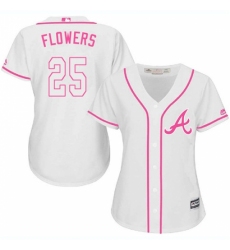 Women's Majestic Atlanta Braves #25 Tyler Flowers Replica White Fashion Cool Base MLB Jersey