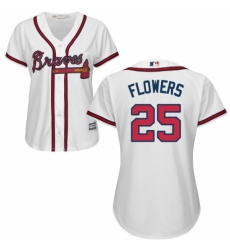 Women's Majestic Atlanta Braves #25 Tyler Flowers Replica White Home Cool Base MLB Jersey