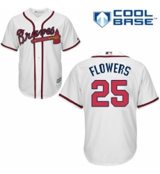 Youth Majestic Atlanta Braves #25 Tyler Flowers Replica White Home Cool Base MLB Jersey