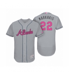 Men's Atlanta Braves #22 Nick Markakis Mothers Day Gray Flex Base Jersey