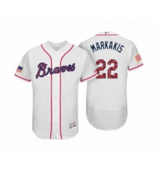 Men's Atlanta Braves #22 Nick Markakis White 2017 Independence Day Flex Base Jersey