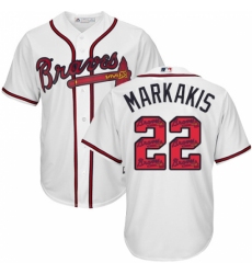 Men's Majestic Atlanta Braves #22 Nick Markakis Authentic White Team Logo Fashion Cool Base MLB Jersey