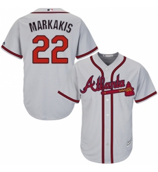 Men's Majestic Atlanta Braves #22 Nick Markakis Replica Grey Road Cool Base MLB Jersey