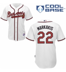 Men's Majestic Atlanta Braves #22 Nick Markakis Replica White Home Cool Base MLB Jersey