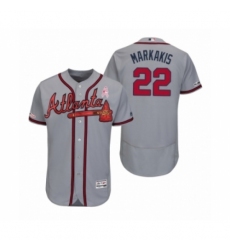 Men's Nick Markakis Atlanta Braves #22 Gray 2019 Mothers Day Flex Base Authentic Jersey