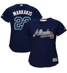 Women's Majestic Atlanta Braves #22 Nick Markakis Replica Blue Alternate Road Cool Base MLB Jersey