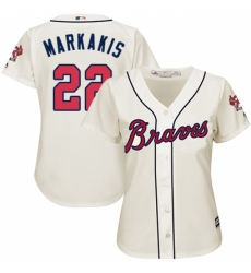 Women's Majestic Atlanta Braves #22 Nick Markakis Replica Cream Alternate 2 Cool Base MLB Jersey