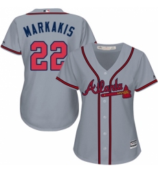 Women's Majestic Atlanta Braves #22 Nick Markakis Replica Grey Road Cool Base MLB Jersey