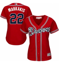 Women's Majestic Atlanta Braves #22 Nick Markakis Replica Red Alternate Cool Base MLB Jersey
