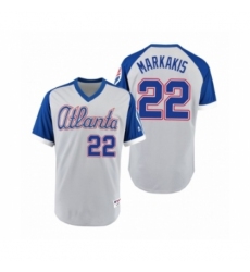 Youth Braves #22 Nick Markakis Gray Royal 1979 Turn Back the Clock Authentic Jersey