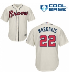 Youth Majestic Atlanta Braves #22 Nick Markakis Replica Cream Alternate 2 Cool Base MLB Jersey